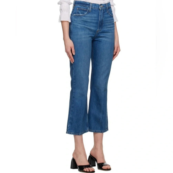 FRAME Blue Le High 'N' Tight Crop Mini Boot Jeans - Picture 4 of 9